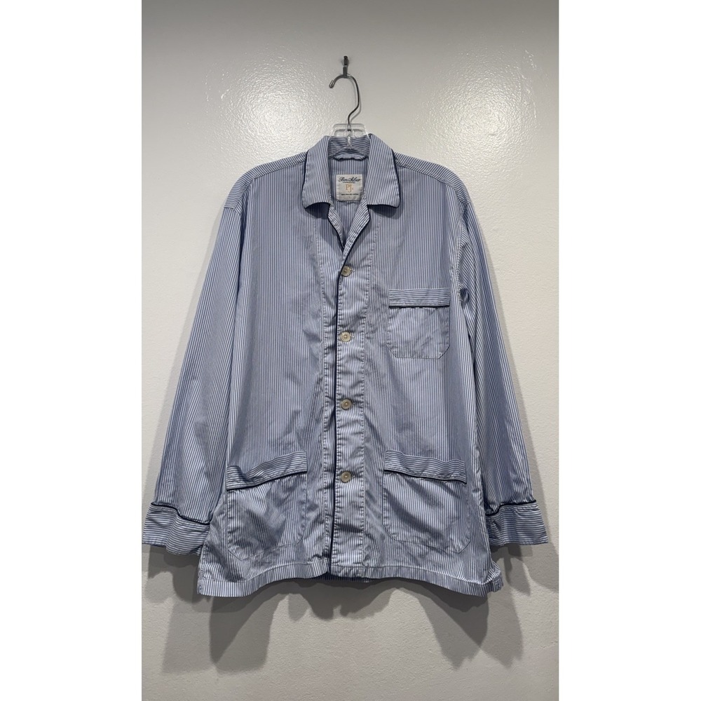 Ben Silver Charleston Pajama Shirt PJ's Size Large 2 Ply Cotton Striped Preppy